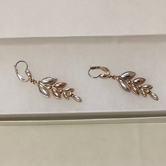 NEW Two Tone Gold Plated Drop Dangle Crystal Earrings Women Jewelry Gifts - Picture 5 of 6